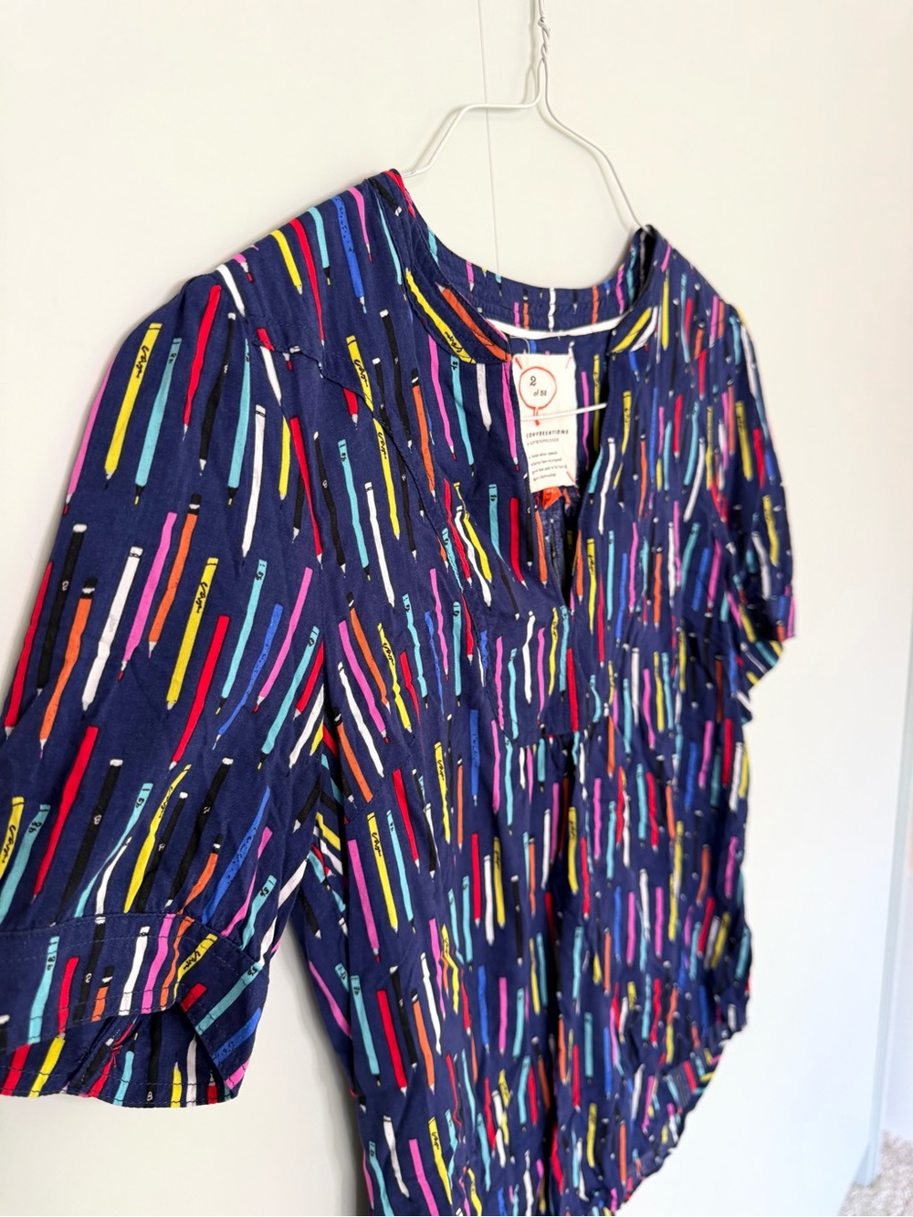 ANTHROPOLOGIE Colloquial 2 of 52 Conversations Blouse Colorful Pencil Crayons - Picture 5 of 9